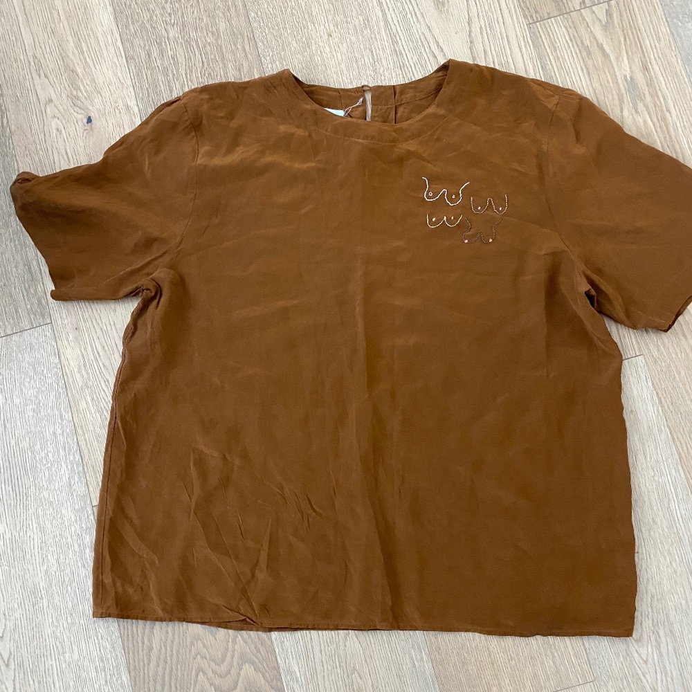 Boob shirt (100% silk and hand embroidery)